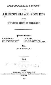 Proceedings of the Aristotelian Society by The Aristotelian Society