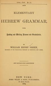 Cover of: An elementary Hebrew grammar by William Henry Green