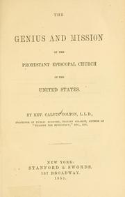 Cover of: Genius and mission of the Protestant Episcopal Church in the United States