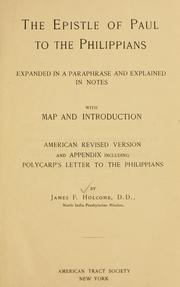 Cover of: The Epistle of Paul to the Philippians by James Foote Holcomb
