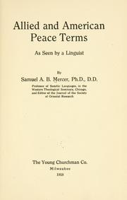 Cover of: Allied and American peace terms as seen by a linguist