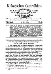 Biologisches Zentralblatt by Isidor Rosenthal