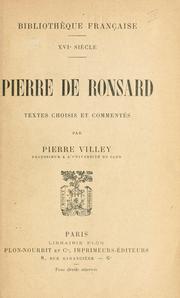 Cover of: Pierre de Ronsard: textes choisis et commentés