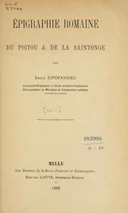 Cover of: Épigraphie romaine du Poitou [et] de la Saintonge.
