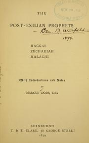 Cover of: post-exilian prophets: Haggai, Zechariah, Malachi
