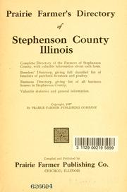 Cover of: Prairie Farmer's directory of Stephenson County, Illinois by compiled and published by Prairie Farmer Publishing Co.