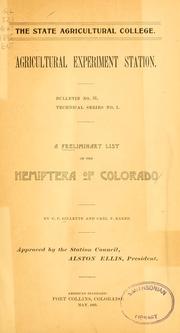 Cover of: A preliminary list of the Hemiptera of Colorado by C. P. Gillette