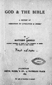 Cover of: God and the Bible by by Matthew Arnold.