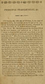Cover of: Principal transactions of the Lutheran Gospel ministry of North-Carolina, in synod assembled, in the month of October, 1812 by Evangelical Lutheran Synod and Ministerium of North Carolina and Adjacent Parts.