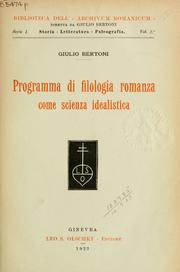 Cover of: Programma di filologia romanza come scienza idealistica.