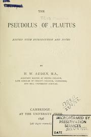 Cover of: Pseudolus by Titus Maccius Plautus