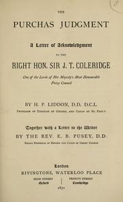Cover of: The Purchas judgment by Henry Parry Liddon