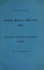Cover of: Religious influence in mission schools