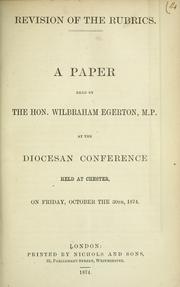 Revision of the rubrics by Egerton, Wilbraham Egerton Earl