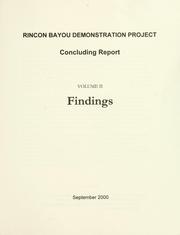 Cover of: Rincon Bayou Demonstration Project by 