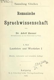 Cover of: Romanische Sprachwissenschaft. by Adolf Zauner