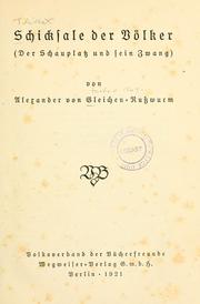 Cover of: Schicksale der völker (der schauplatz und sein zwang)