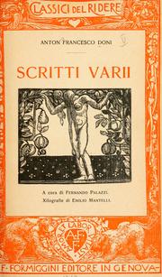 Cover of: Scritti varii.: A cura di Fernando Palazzi.
