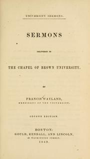 Cover of: Sermons delivered in the chapel of Brown University.