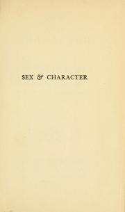 Cover of: Geschlecht und Charakter: eine prinzipielle Untersuchung