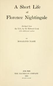 Cover of: A short life of Florence Nightingale by Sir Edward Tyas Cook