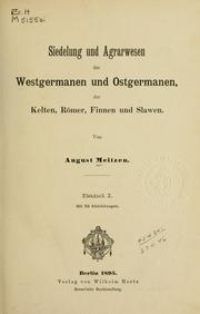 Cover of: Siedelung und agrarwesen der Westgermanen und Ostgermanen, der Kelten, Römer, Finnen und Slawen.