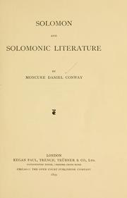 Cover of: Solomon and Solomonic literature