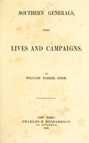 Cover of: Southern generals, their lives and campaigns