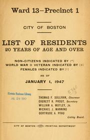 List of residents. [title may vary] by Boston, Massachusetts. Election Department.