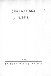 Cover of: Seele by Johannes Schlaf.