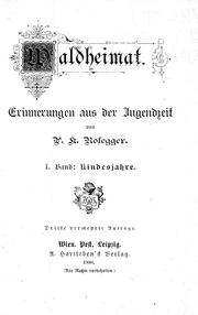 Cover of: Waldheimat: Erinnerungen aus der Jugendzeit