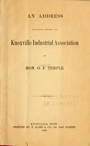 Cover of: An address delivered before the Knoxville industrial association