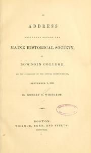 Cover of: An address delivered before the Maine historical society