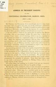Cover of: Address of President Harding at the centennial celebration, Marion, Ohio, July 4, 1922 ...