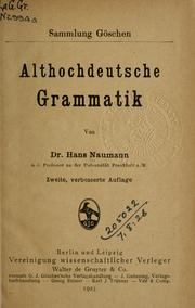 Cover of: Althochdeutsche Grammatik.