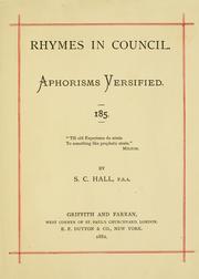 Cover of: Rhymes in council: aphorisms versified : 185