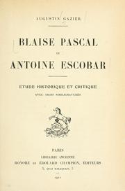 Cover of: Blaise Pascal et Antoine Escobar: étude historique et critique