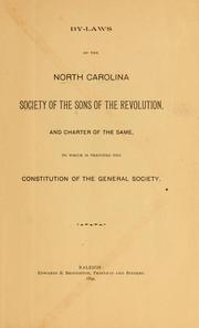 Cover of: By-laws of the North Carolina society of the Sons of the revolution