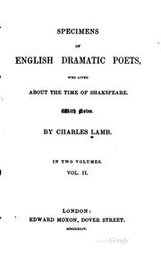 Cover of: Specimens of English dramatic poets by Charles Lamb