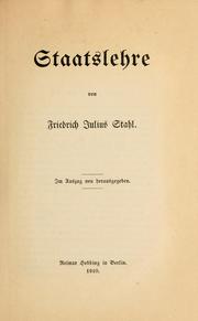 Cover of: Staatslehre.: Im Auszug neu herausgegeben.