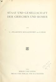 Cover of: Staat und Gesellschaft der Griechen und Römer.
