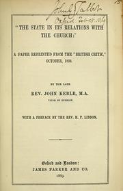 Cover of: state in its relations with the church: a paper reprinted from the "British critic," October, 1839