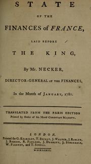 Cover of: State of the finances of France: laid before the king