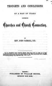 Cover of: Thoughts and conclusions of a man of years: concerning churches and church connection