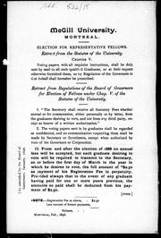 Cover of: Election for representative fellows: extract from the statutes of the University.