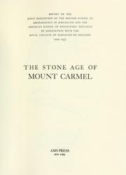 Cover of: The stone age of Mount Carmel: report of the Joint Expedition of the British School of Archaeology in Jerusalem and the American School of Prehistoric Research, 1929-1934.