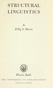 Methods in structural linguistics by Zellig S. Harris