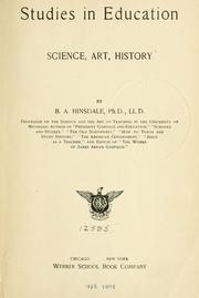 Cover of: Studies in education: science, art, history