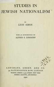 Cover of: Studies in Jewish nationalism by Leon Simon