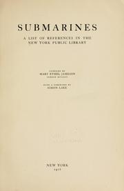 Cover of: Submarines: a list of references in the New York public library
